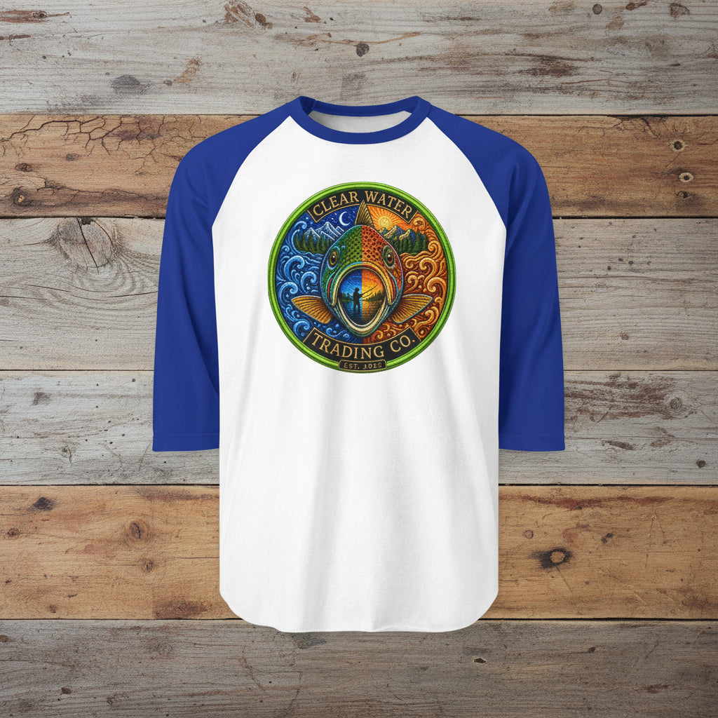 Clear Water Trading Co. — Premium Trout Badge Raglan Shirt