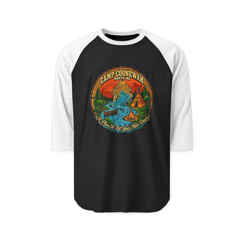 T-shirt raglan Campfire – Camp Coonewah à manches 3/4 | Clear Water Trading Co.