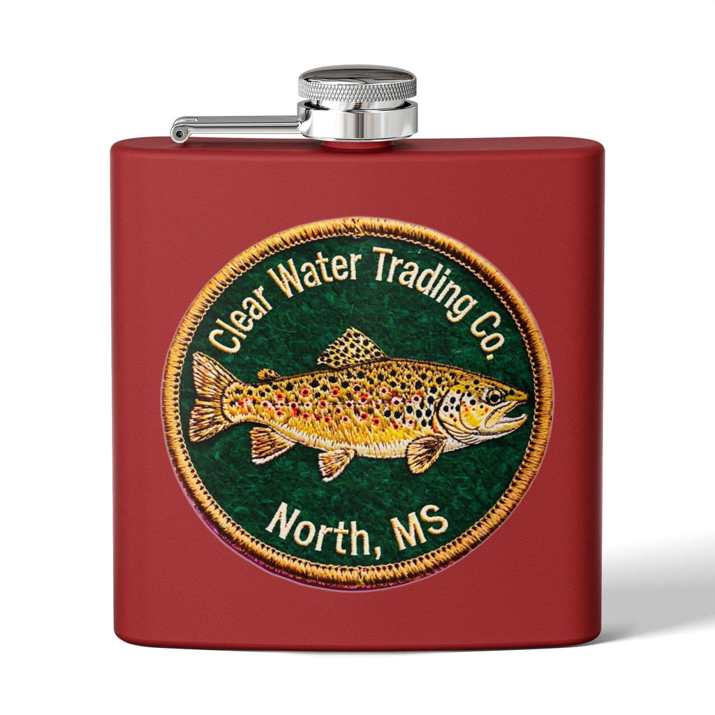 Clear Water Trading Co. Brown Trout Flask - 6oz Stainless Steel Fishing Flask