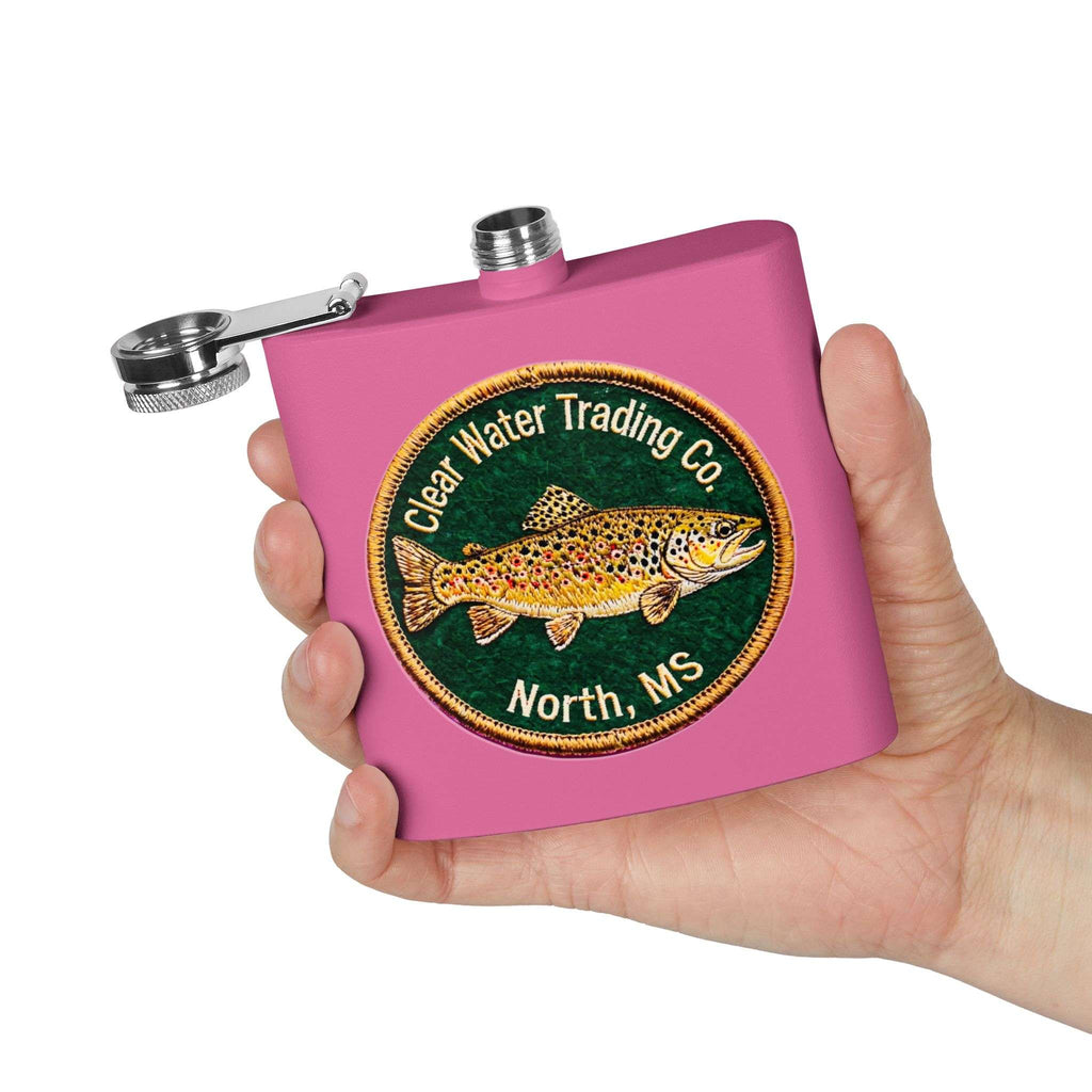 Clear Water Trading Co. Brown Trout Flask - 6oz Stainless Steel Fishing Flask