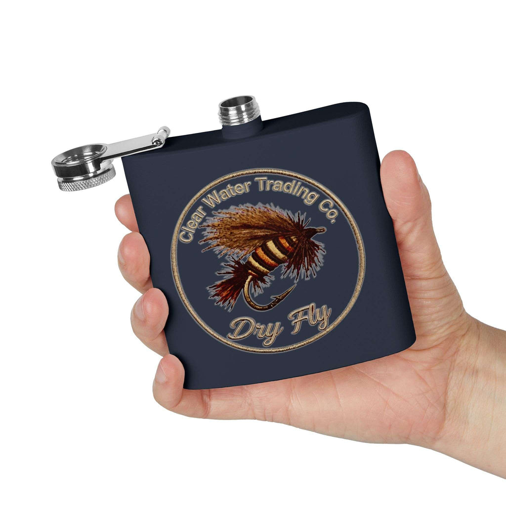 Clear Water Trading Co. Dry Fly Fishing Flask - 6oz Stainless Steel Fly Fishing Flask