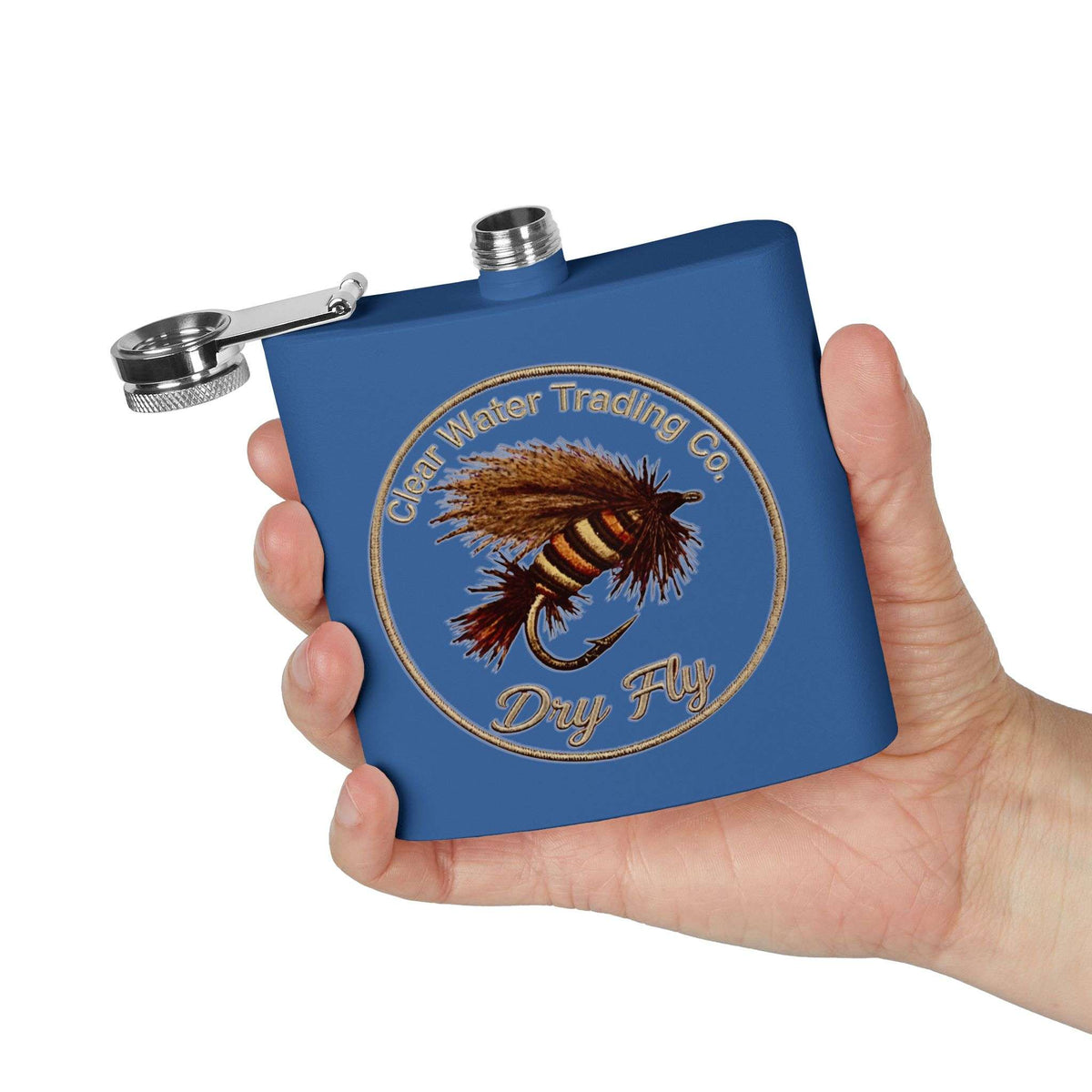 Clear Water Trading Co. Dry Fly Fishing Flask - 6oz Stainless Steel Fly Fishing Flask