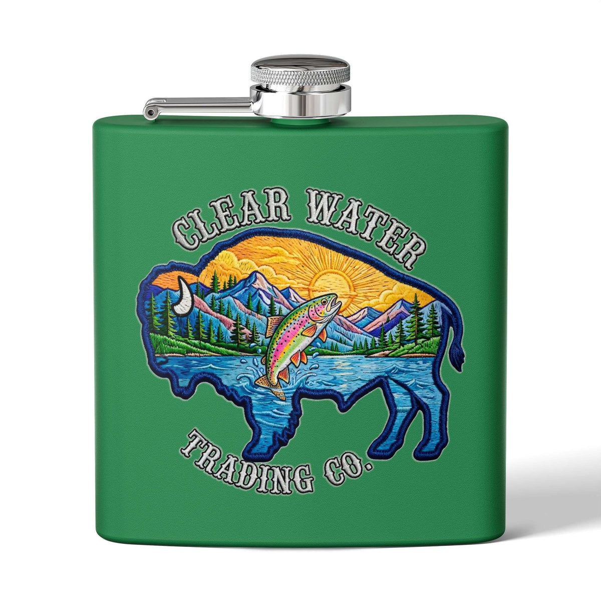 Sunset Buffalo 6oz Pocket Flask - Clear Water Trading Co.