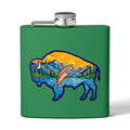 Flasque en acier inoxydable de 177 ml ornée d’un motif de buffle, de pêche et d’aventure en montagne