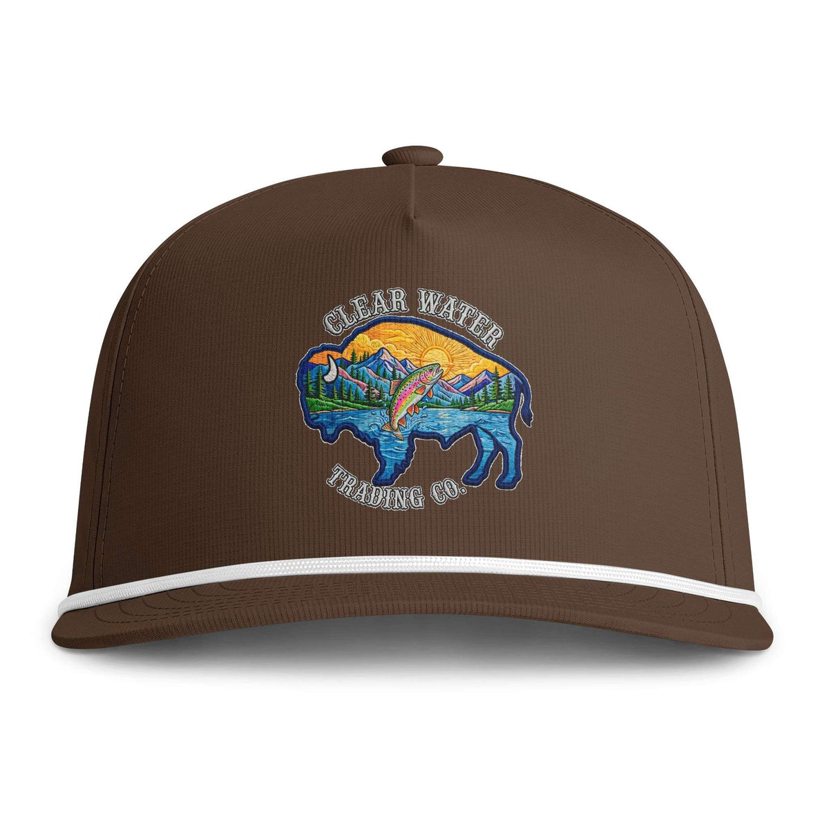 A slate blue snapback cap with a white embroidered branch graphic and the word 'THUJA' on the front, plus a white stripe along the brim, shown on a plain white background.