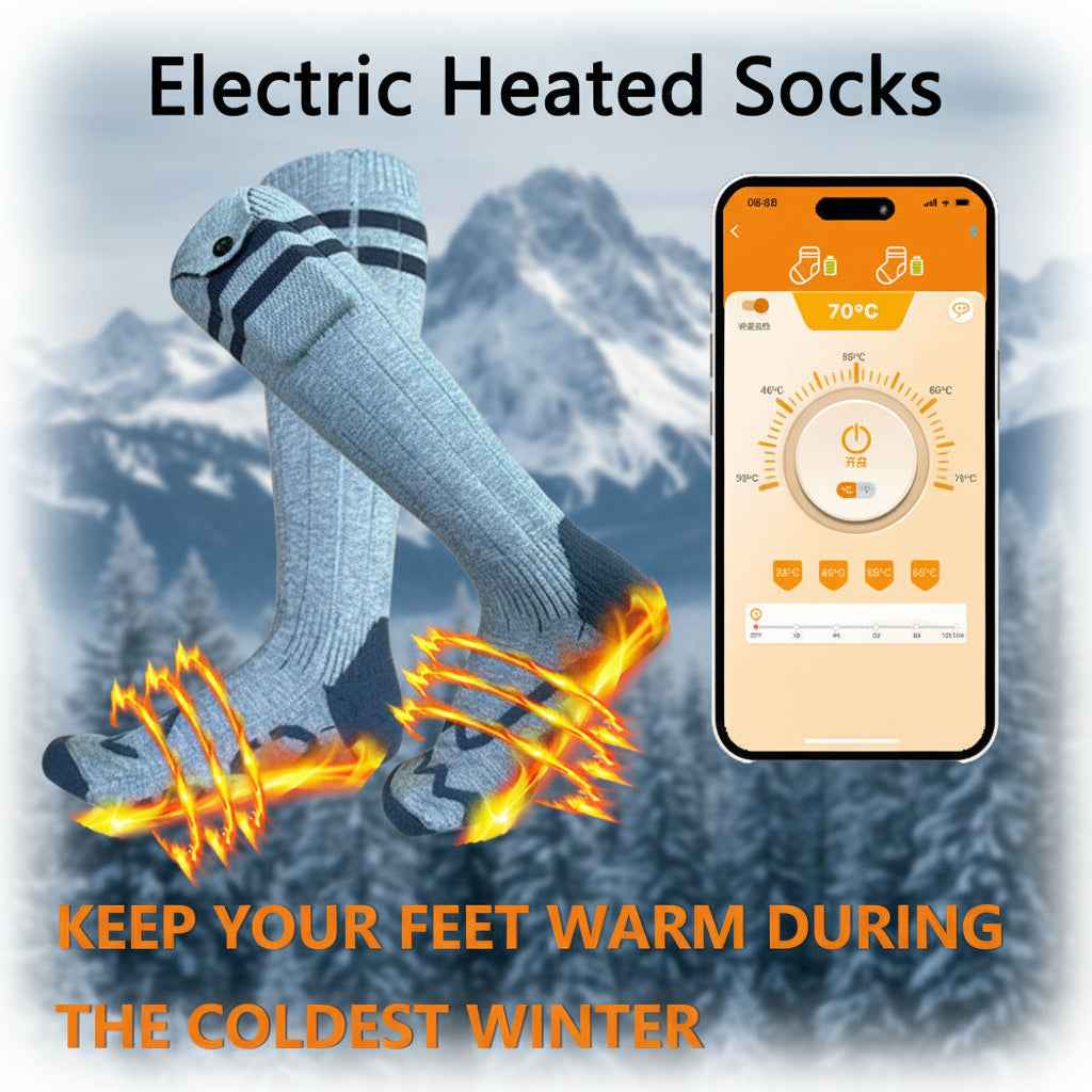 Bluetooth Heated Socks for Outdoor Skiing - Electric Heating Warm Socks
