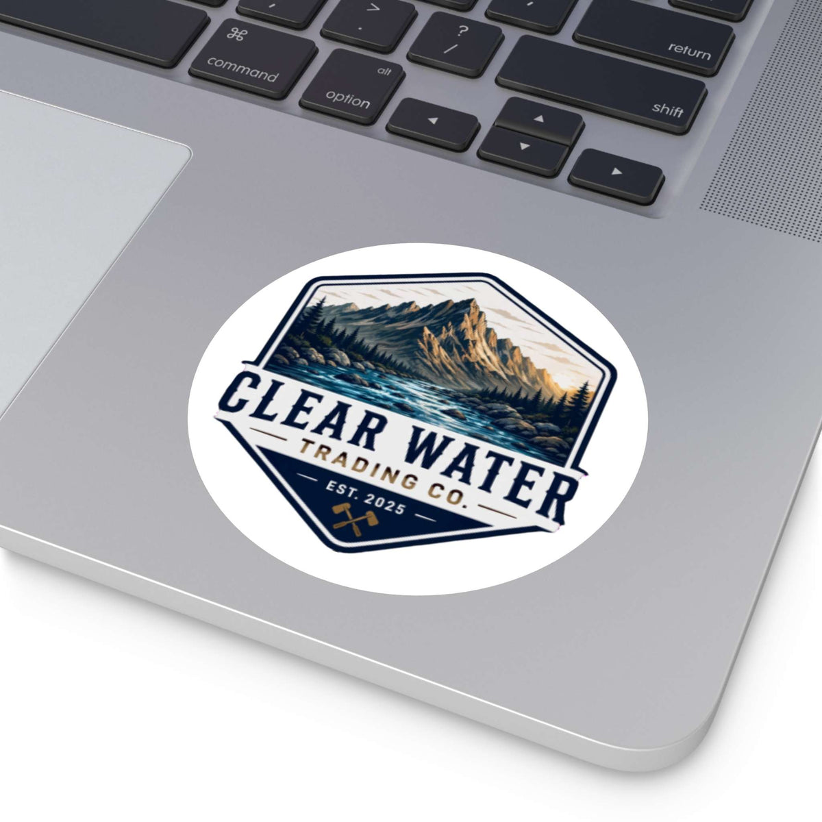 Autocollant rivière de montagne en eau claire — Décalque hexagonal en vinyle pour l'extérieur