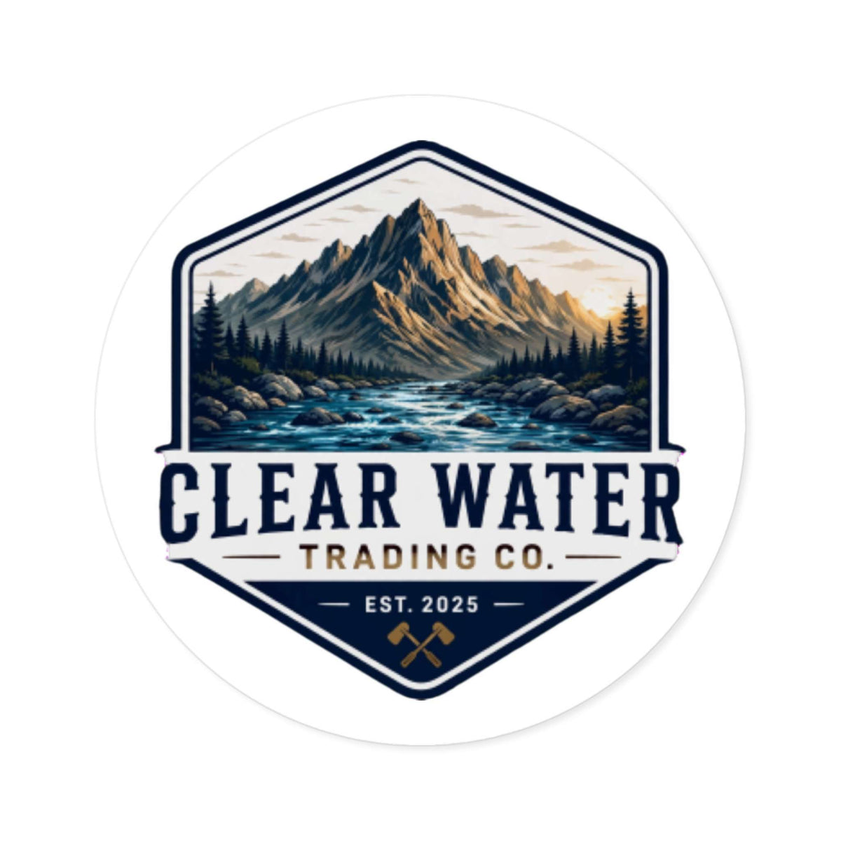 Autocollant rivière de montagne en eau claire — Décalque hexagonal en vinyle pour l'extérieur