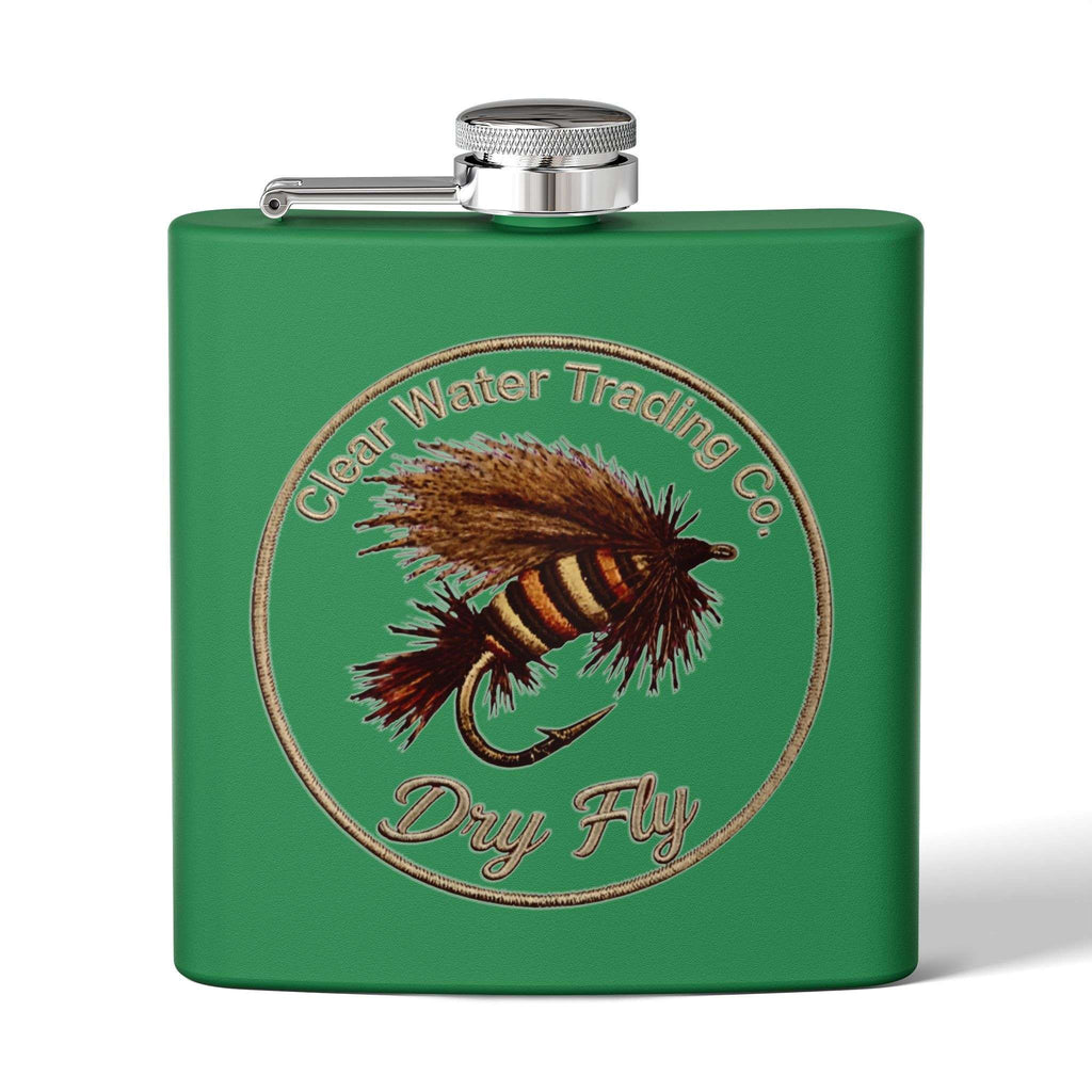 Clear Water Trading Co. Dry Fly Fishing Flask - 6oz Stainless Steel Fly Fishing Flask