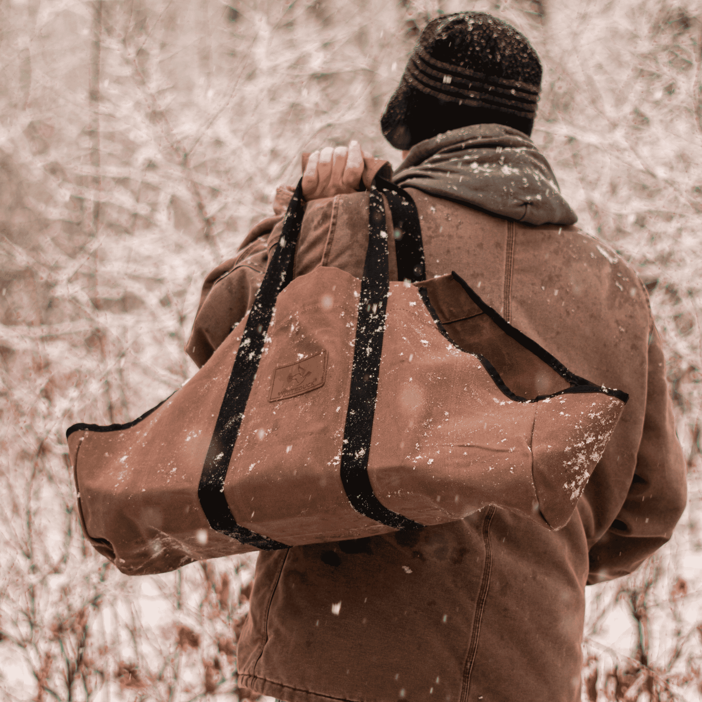 The Mayflower: Heavy-Duty Waxed Canvas Log Carrier - Clear Water Trading Co.