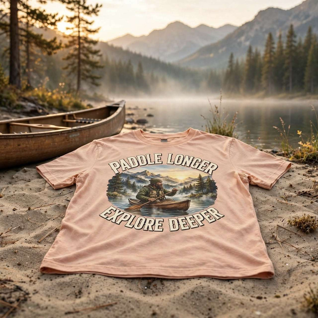 Clear Water's Paddle Longer Explore Deeper — Kayak Adventure Tee