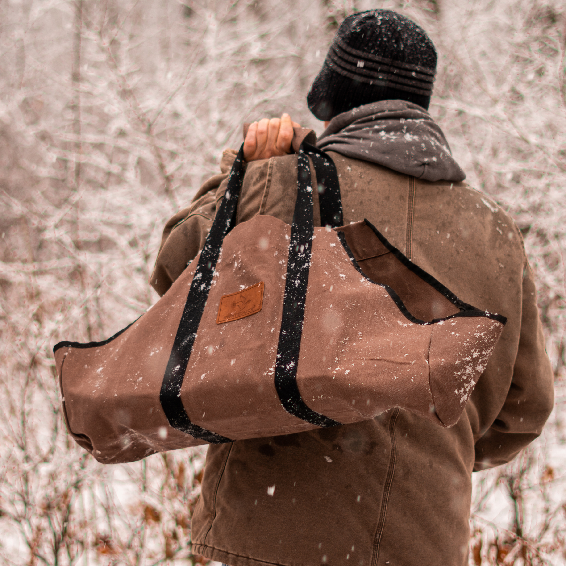 The Mayflower: Heavy-Duty Waxed Canvas Log Carrier