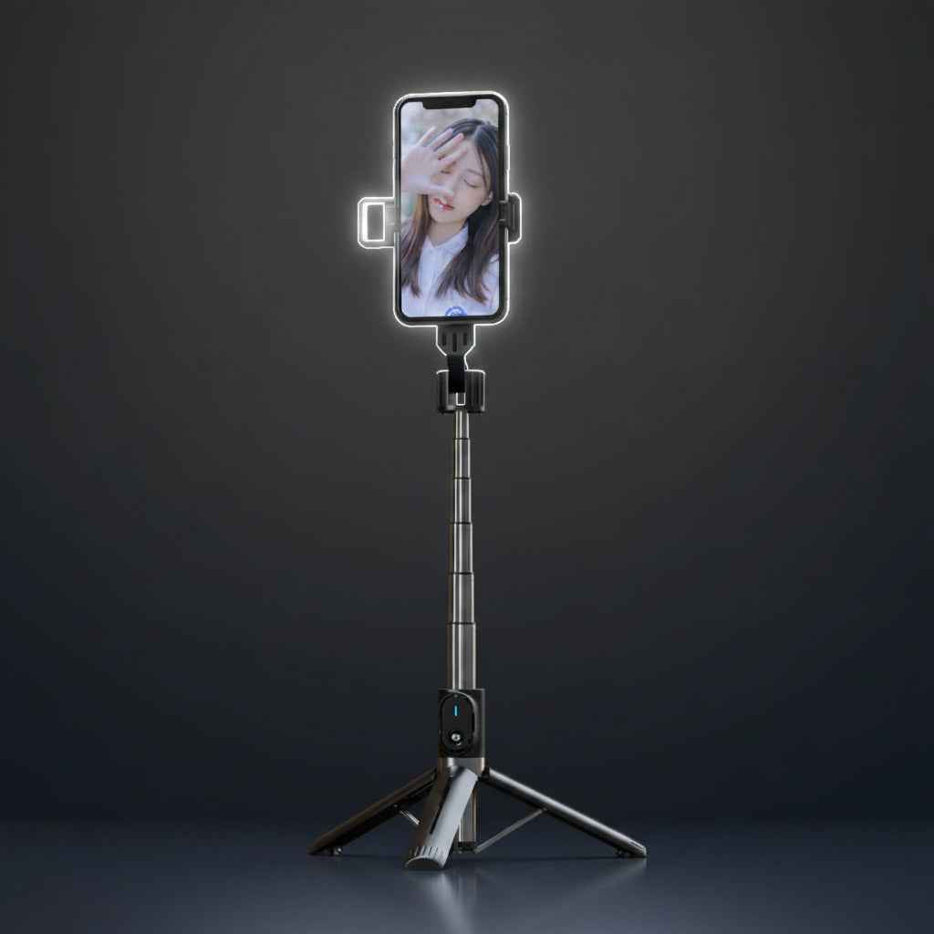 P90 Series Selfie Stick: Reinforced Tripod with Dual Fill Light for Outdoor Mobile Phone Live Support