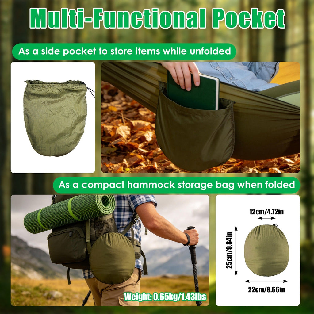 Camping Hammock with Mosquito Net - 440lbs Capacity Portable