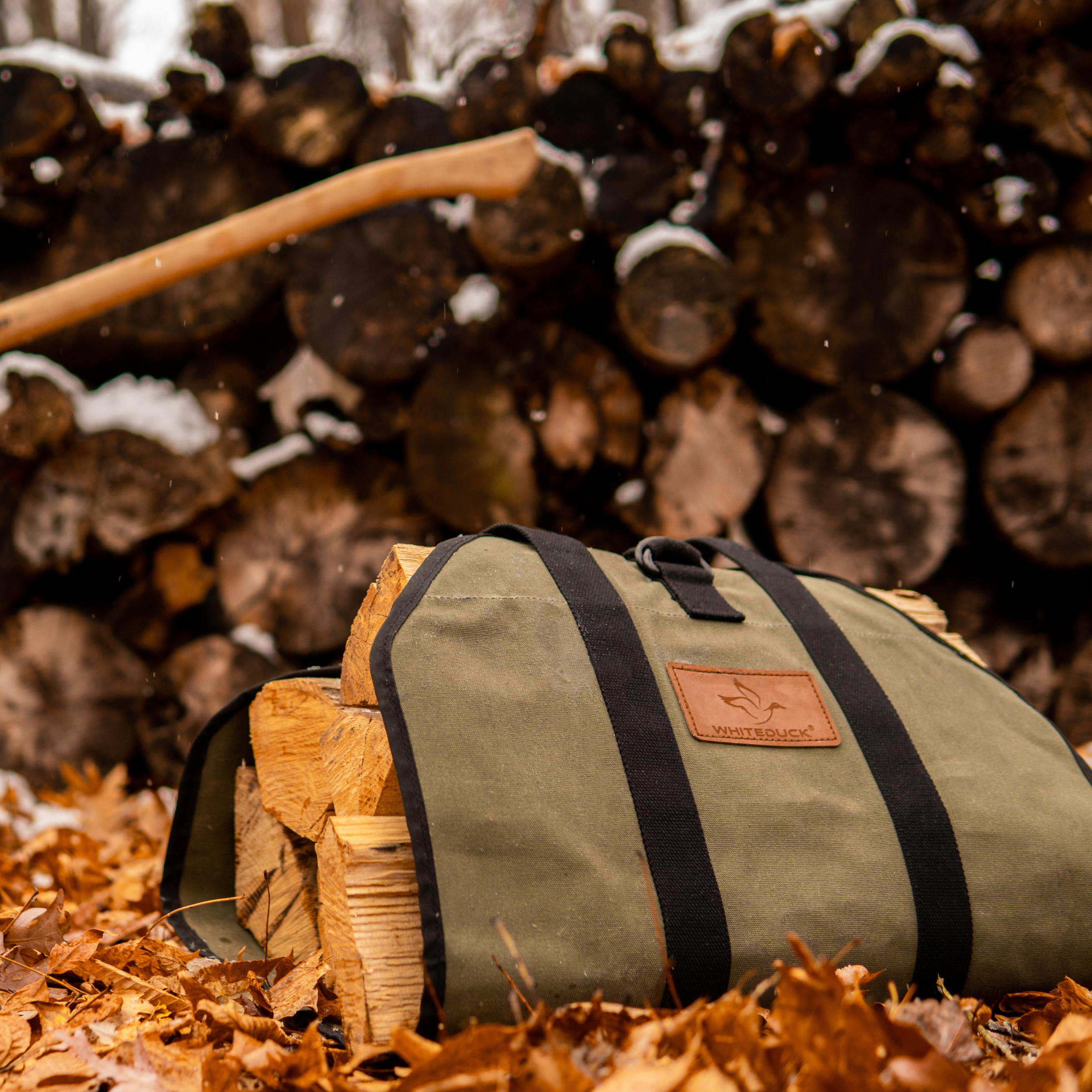 The Mayflower: Heavy-Duty Waxed Canvas Log Carrier