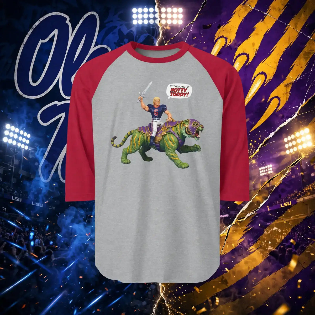 T-shirt raglan « Hotty Toddy Ole Miss Game Day » – Manches 3/4 | Clear Water Trading Co.