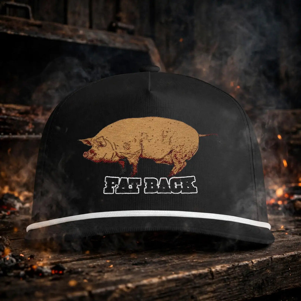 Casquette de ferme vintage « Fat Back Rope Hat » avec écusson de cochon – Clear Water Trading Co.