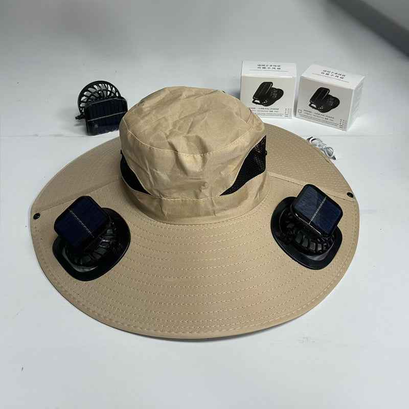 The Sol-Breeze: Dual-Fan Tactical Safari Hat