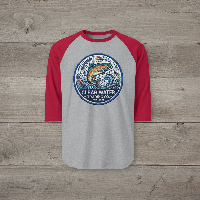 Clear Water Trading Co. Raglan Shirt – Retro Trout Fishing Graphic
