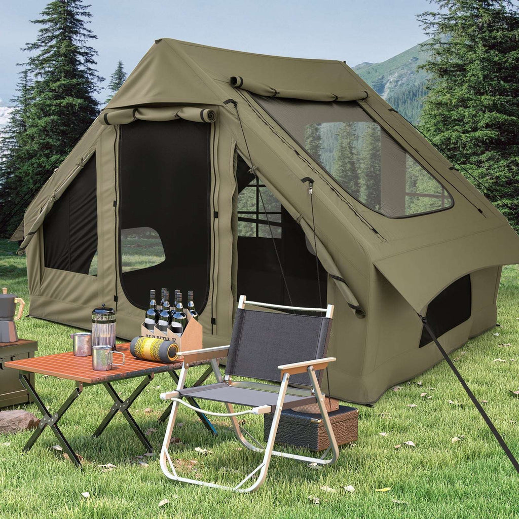 4-6 People Inflatable Camping Tent with 4 Mesh Screen Windows and 2 Doors