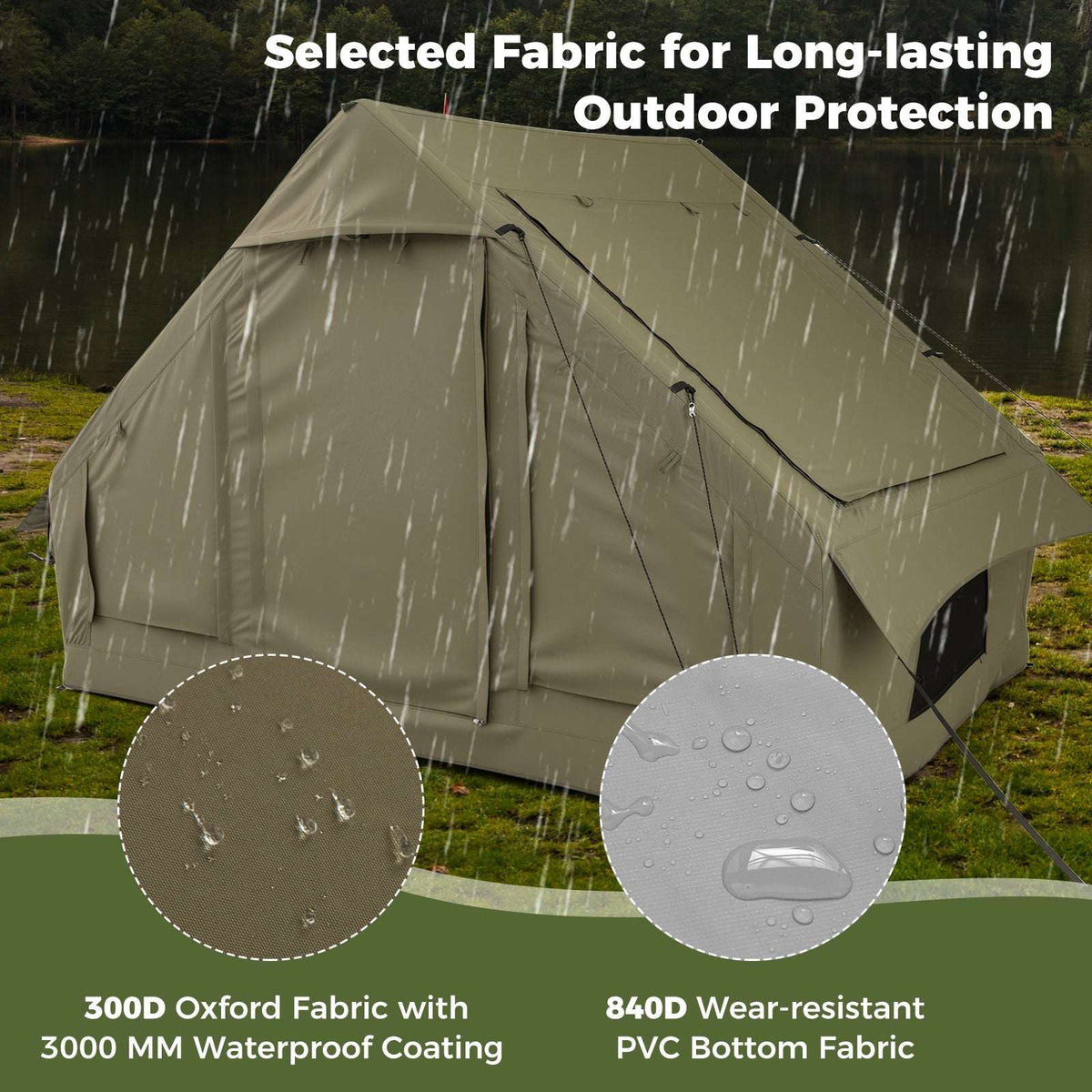 4-6 People Inflatable Camping Tent with 4 Mesh Screen Windows and 2 Doors