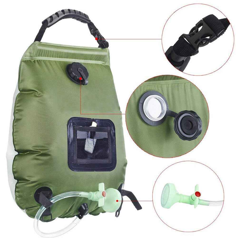 The High-Noon Solar Shower Bag: 20L Portable Thermal Shower Solution