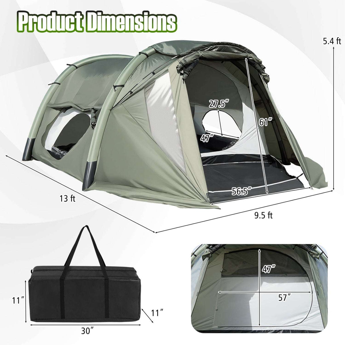 clear inflatable tent 5-7 Person Camping with Screened Porch – Water Trading Co Größe:S - 70 cm attrezzatura with an extended awning 4/6 Inch Air Carbon