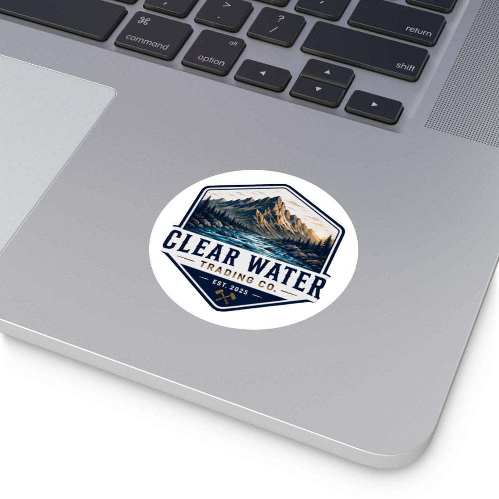 Autocollant rivière de montagne en eau claire — Décalque hexagonal en vinyle pour l'extérieur