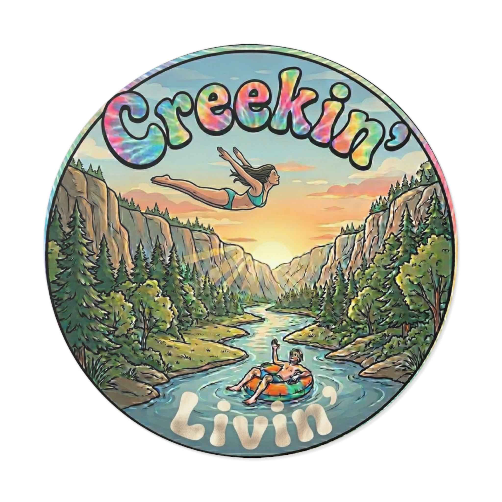 Creekin' Creek Life Round Vinyl Sticker — Clear Water Trading Co. (3" & 4")