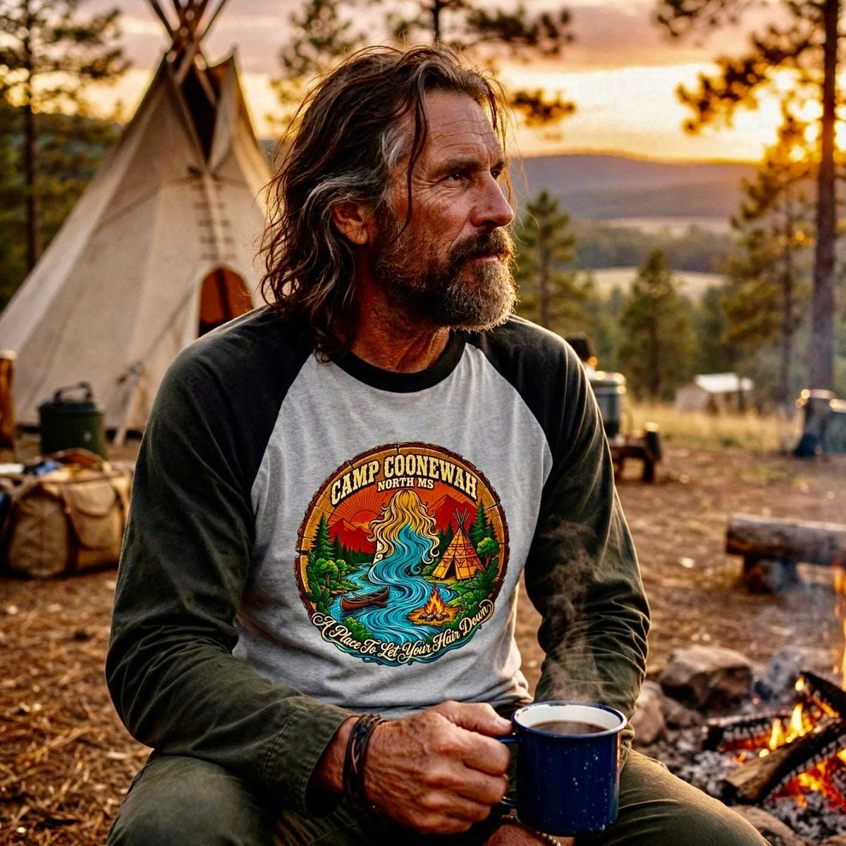 Camp Coonewah – The Campfire Raglan 3/4 Sleeve