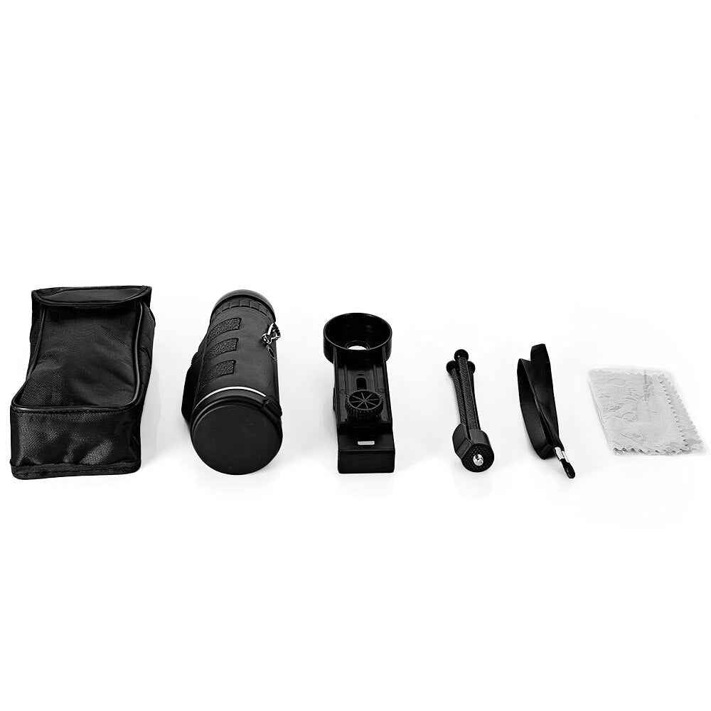 40X60 Monocular Telescope Zoom Scope with Compass, Phone Clip, and Tripod for Mobile Phone Camera