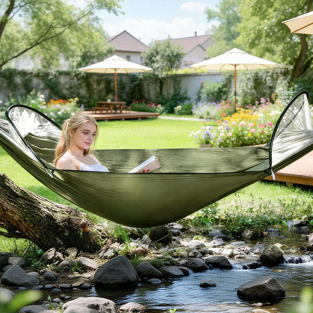 Camping Hammock with Mosquito Net - 440lbs Capacity Portable