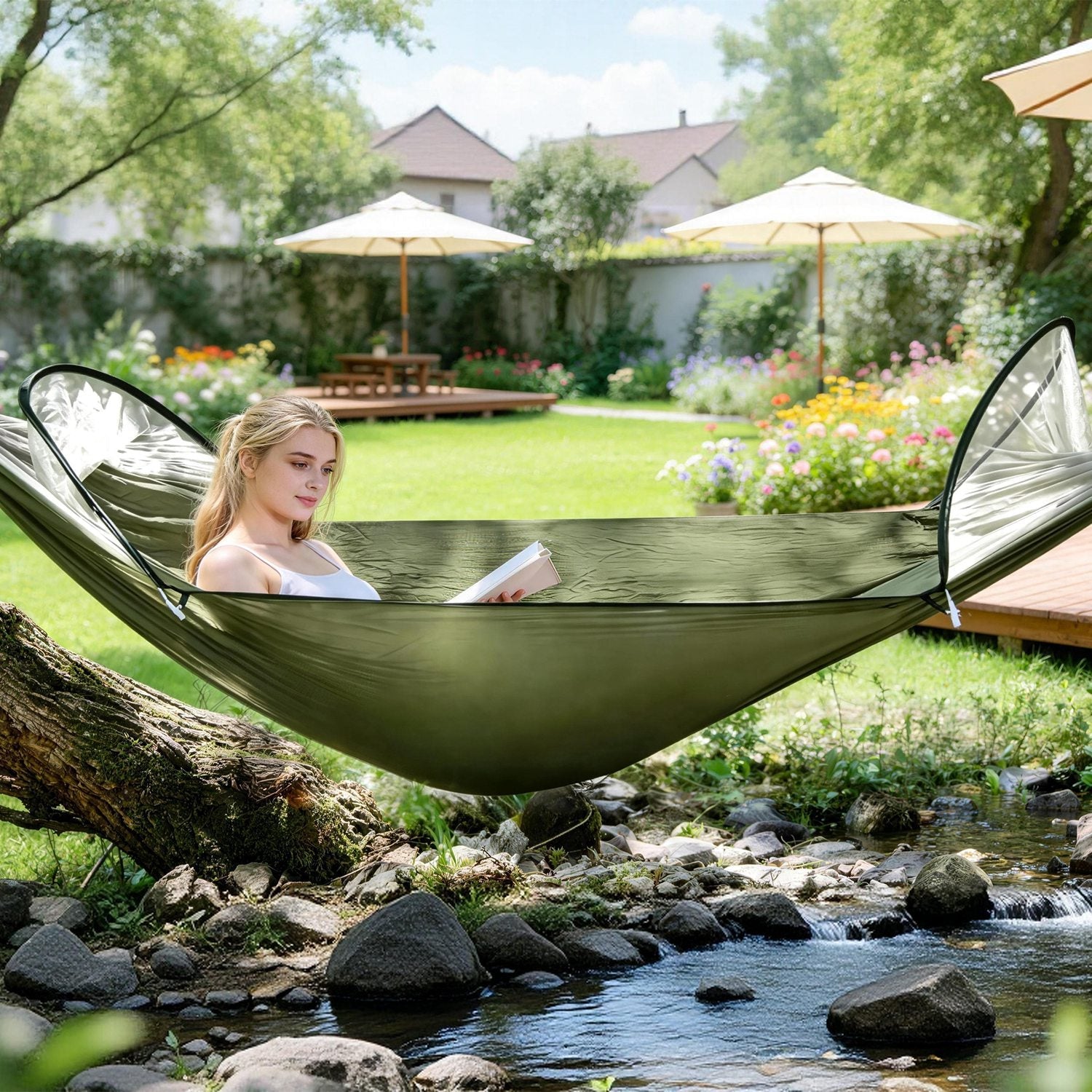 Camping Hammock with Mosquito Net - 440lbs Capacity Portable