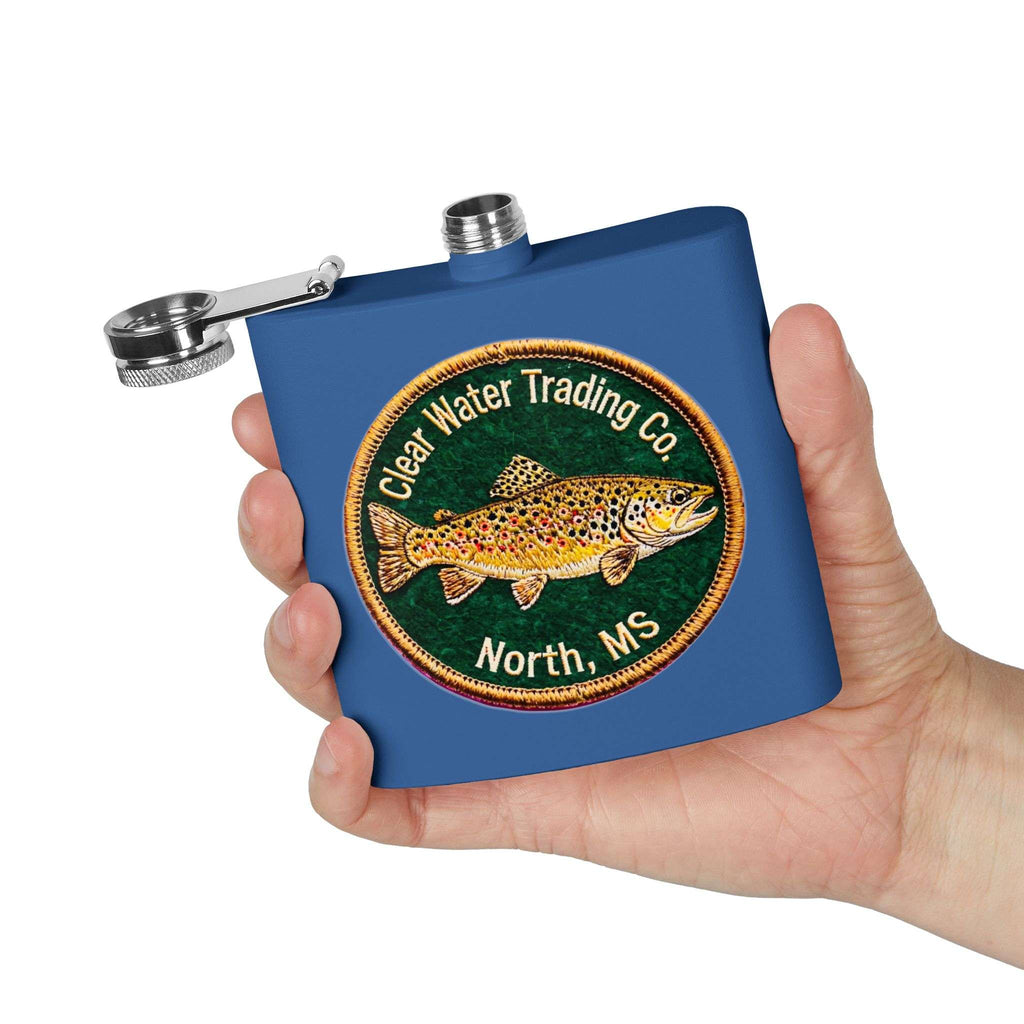 Clear Water Trading Co. Brown Trout Flask - 6oz Stainless Steel Fishing Flask