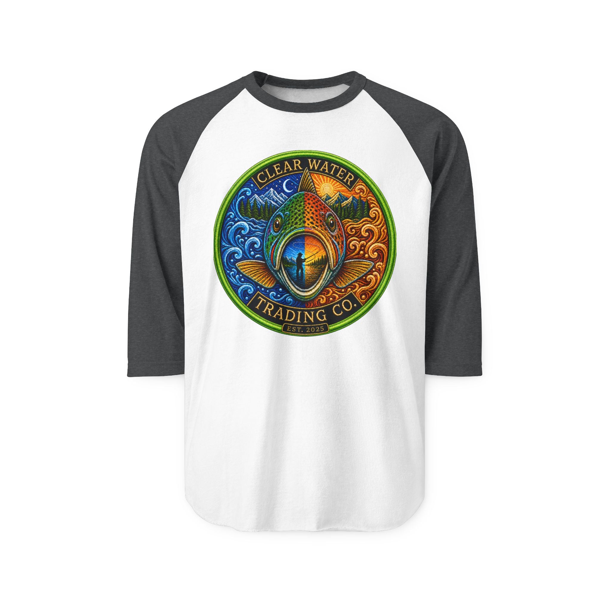 Clear Water Trading Co. — Premium Trout Badge Raglan Shirt