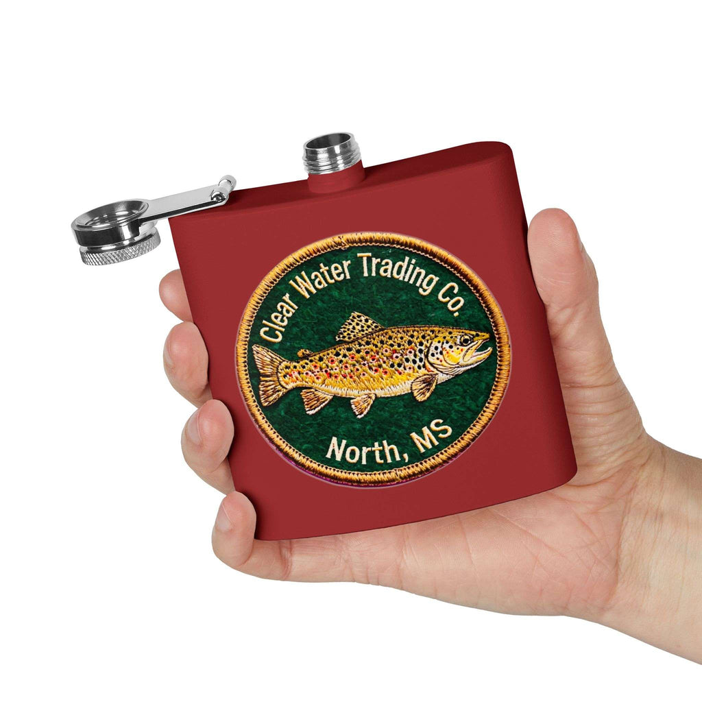 Clear Water Trading Co. Brown Trout Flask - 6oz Stainless Steel Fishing Flask