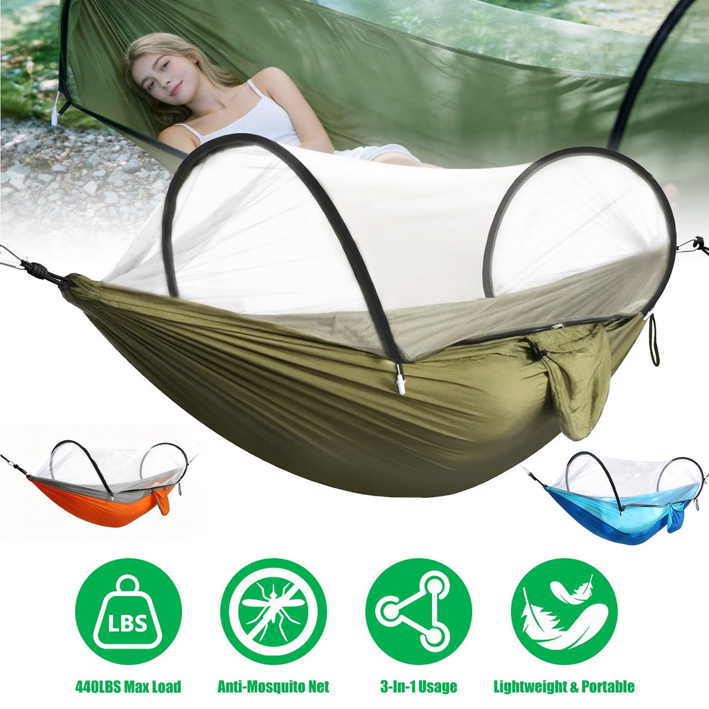Camping Hammock with Mosquito Net - 440lbs Capacity Portable