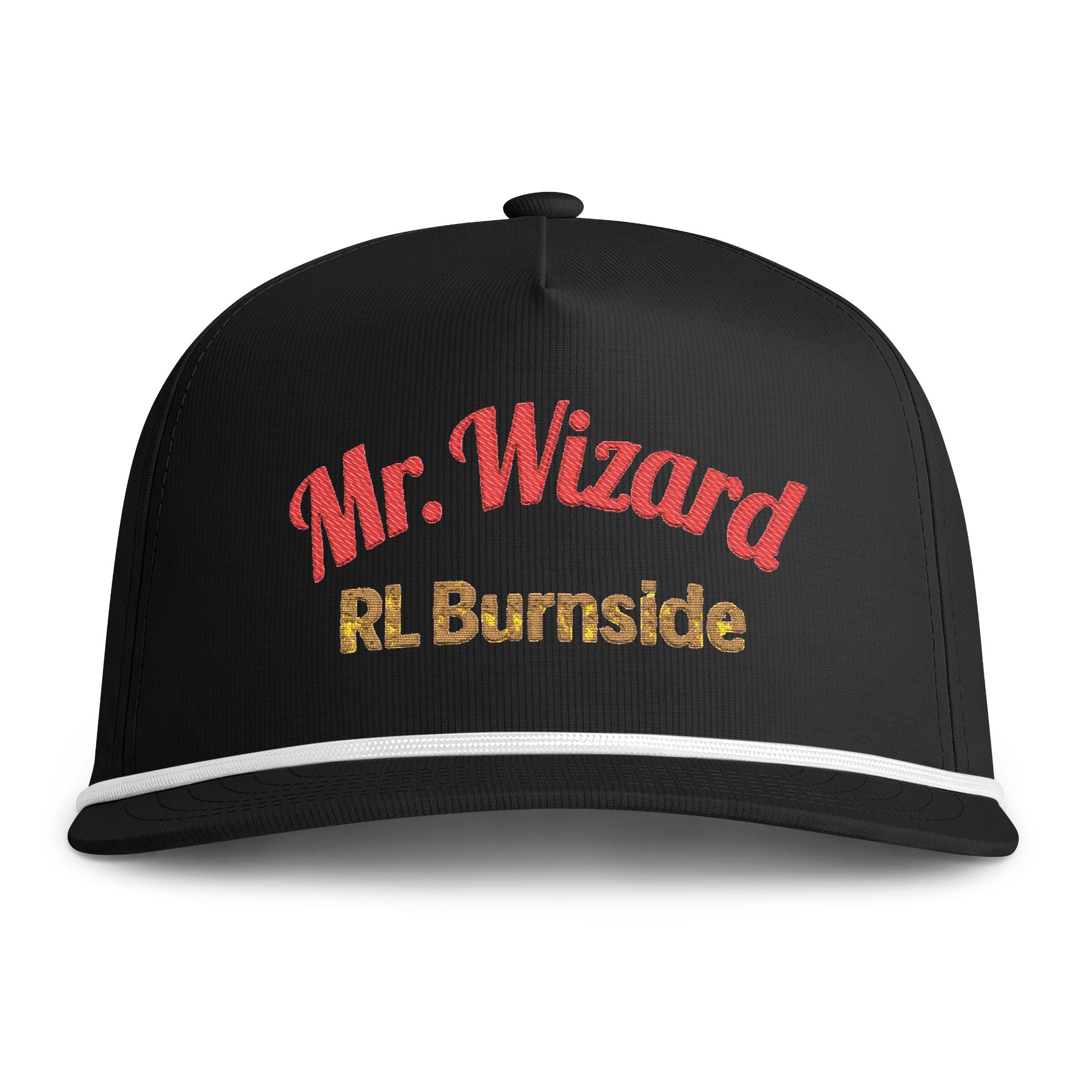 Sunwashed Rope Cap — "Mr. Wizard RL Burnside" Embroidered Rope Hat