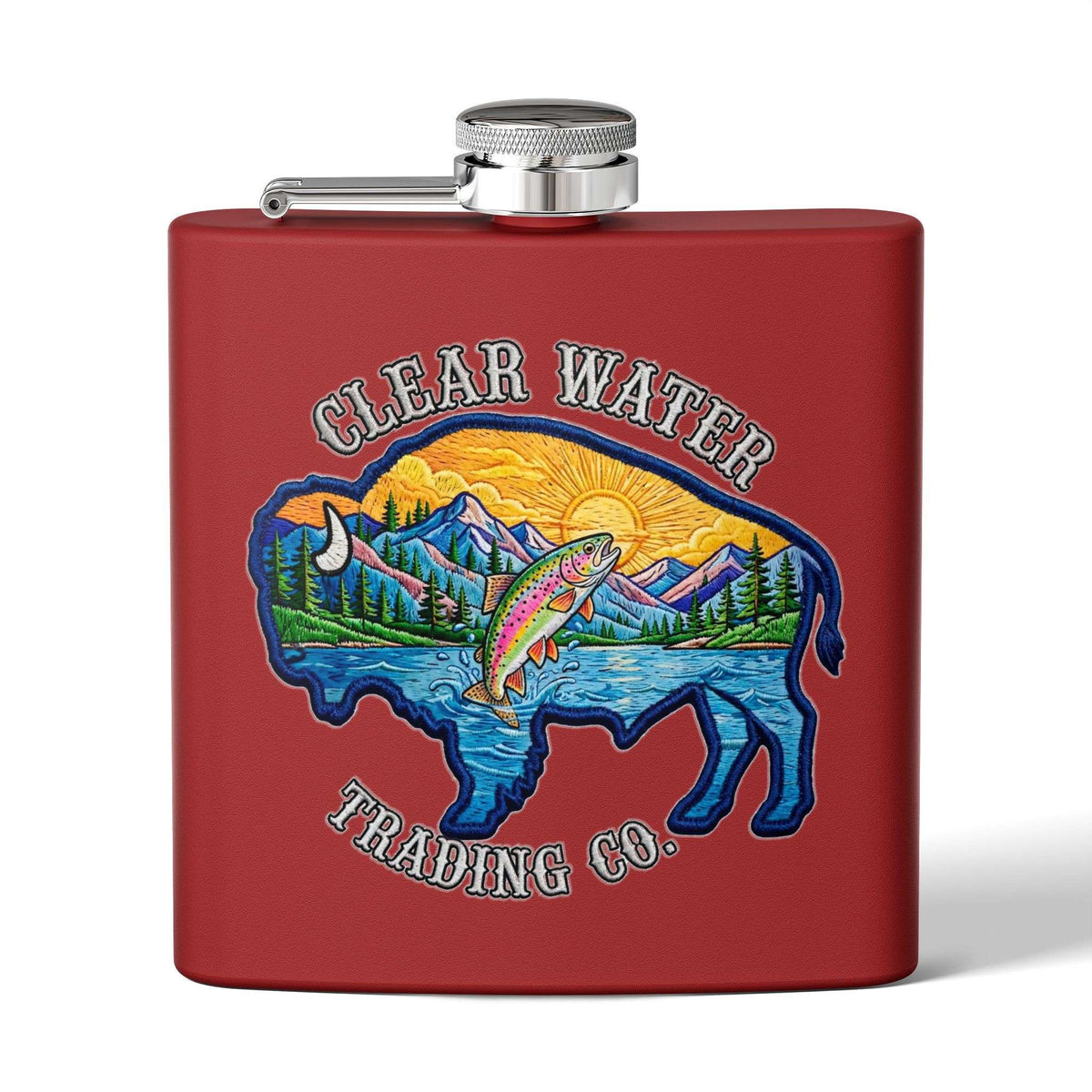 Sunset Buffalo 6oz Pocket Flask - Clear Water Trading Co.