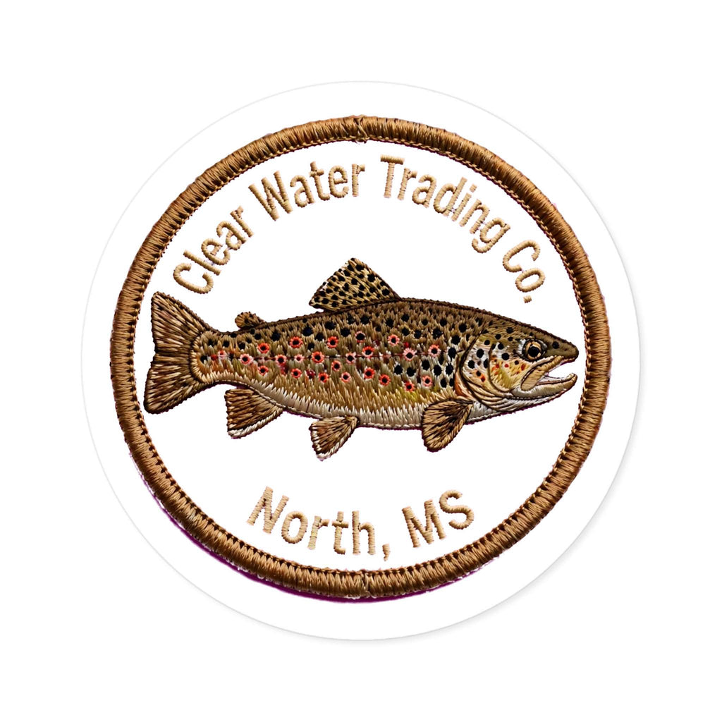 Clear Water Trout Badge Round Sticker — Brown Trout Vinyl Decal