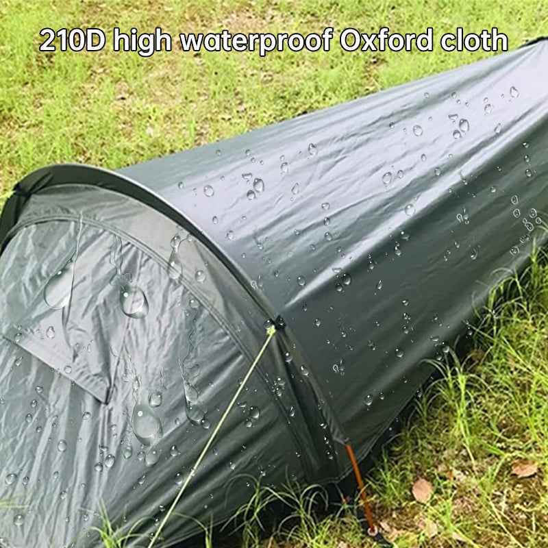 1 person tunnel tent Lightweight Single-Person Camping Tent with Sleeping Bag for Outdoor Hiking Travel Matching groundsheet