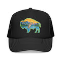 Sunset Buffalo Mountain Trucker Hat — Scenic Buffalo & Trout Patch Foam Hat