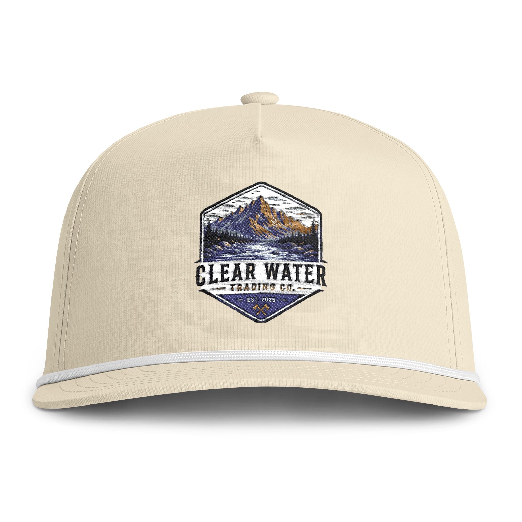 Sunwashed Rope Cap — Clear Water Mountain Patch Hat