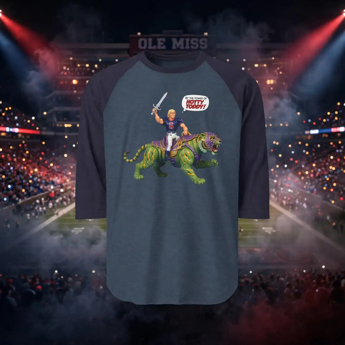 T-shirt raglan « Hotty Toddy Ole Miss Game Day » – Manches 3/4 | Clear Water Trading Co.