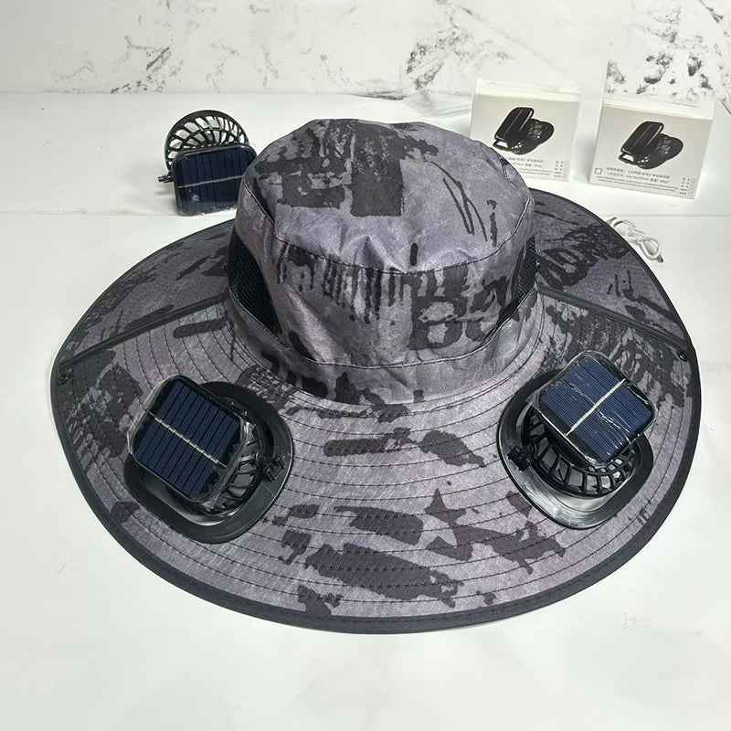 The Sol-Breeze: Dual-Fan Tactical Safari Hat