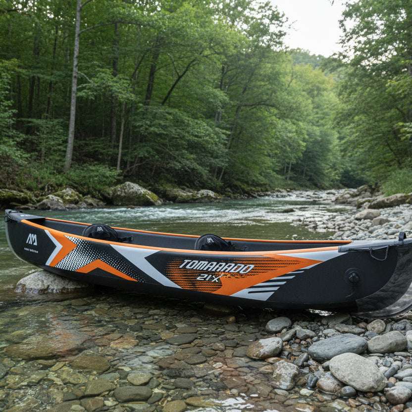 Aqua Marina kayak on a dark gray background