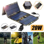 20W Foldable Solar Charger Bag - 8W 5V USB Portable Outdoor Mobile Phone Charging Board
