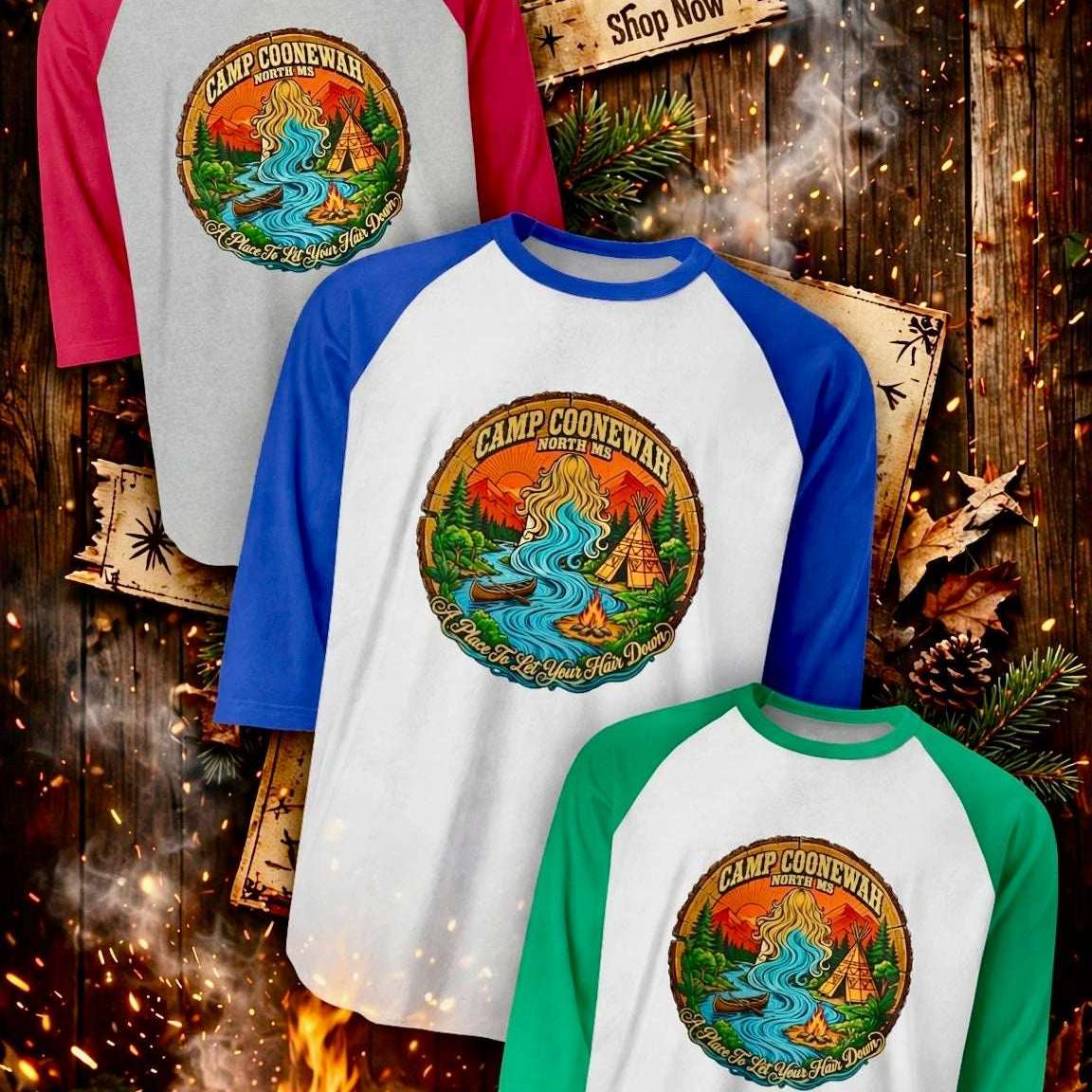 Camp Coonewah – The Campfire Raglan 3/4 Sleeve