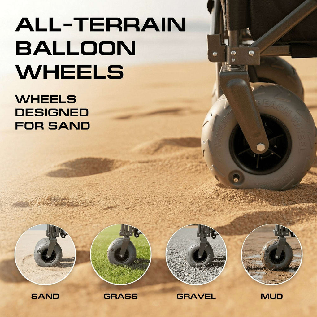 Adventure Wagon Cart with Big Wheels – Foldable Utility Wagon Black