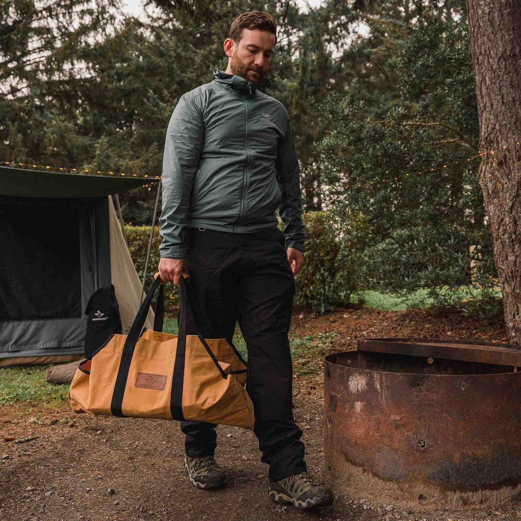 The Mayflower: Heavy-Duty Waxed Canvas Log Carrier